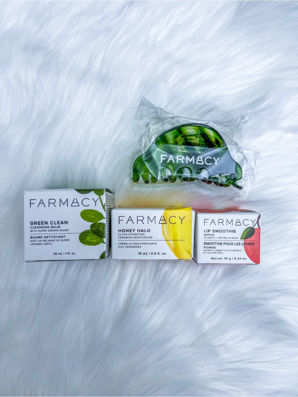 Farmacy Bundle Green Clean Honey Halo Apple Lip Smoothie + Hair Clip 💚